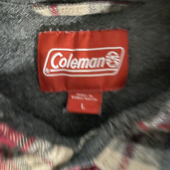 Coleman Red & Gray Plaid Long Sleeve Button Down Flannel Shirt Men's Size Large - Picture 2 of 6
